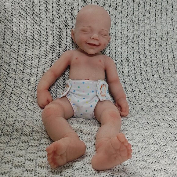 40cm Full Silicone Closed Eyes Sleeping 4.18lbs Newborn Baby Boy Reborn Doll - Picture 11 of 13